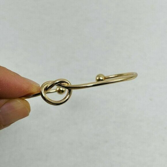 Women Girl Knot Bracelet Cuff 7” Bangle Gold Tone Modern Jewelry Open Design New - Picture 5 of 8